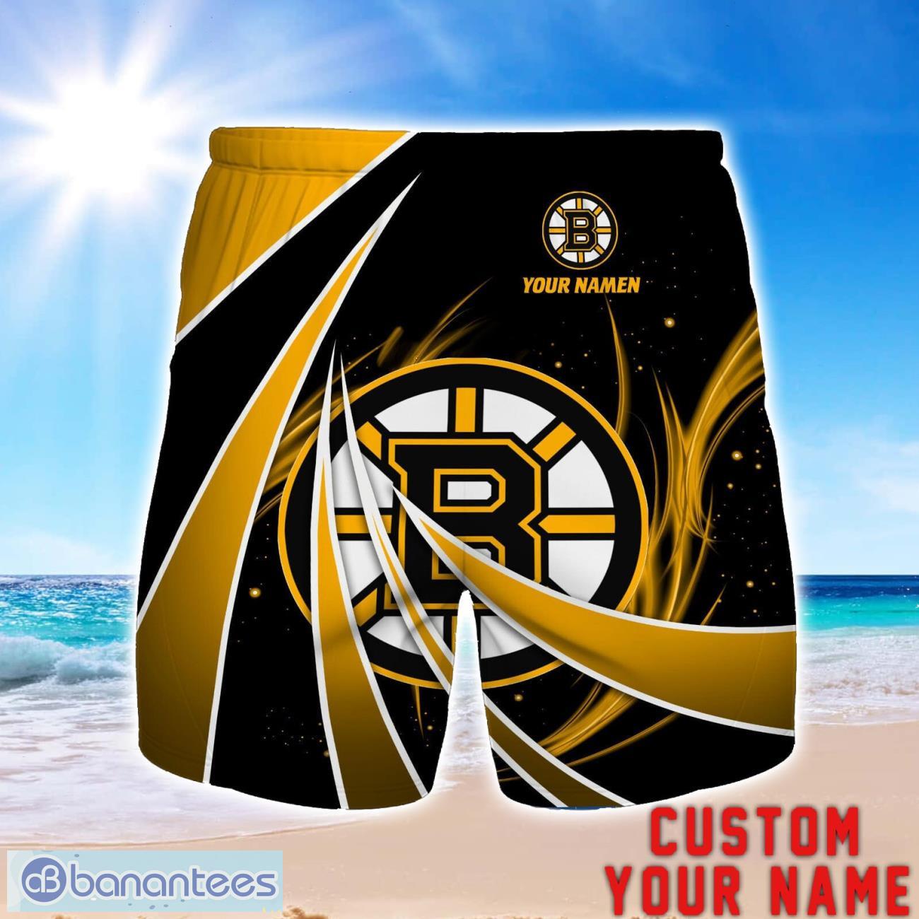 boston bruins personalized name 3d beach short summer gift ideas image Boston Bruins Personalized Name 3D Beach Short Summer Gift Ideas Product Photo 1