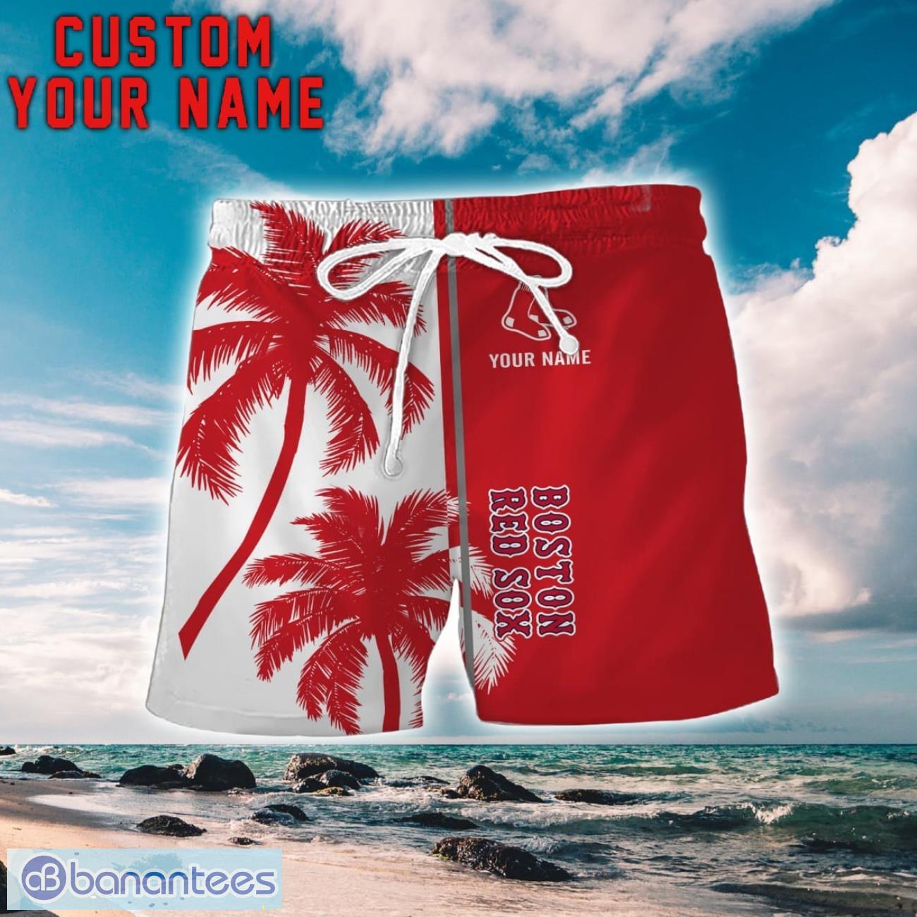 boston red sox coconut pattern hawaiian shirt and shorts personalized name unique gift for summer 1 image Boston Red Sox Coconut Pattern Hawaiian Shirt And Shorts Personalized Name Unique Gift For Summer Product Photo 2