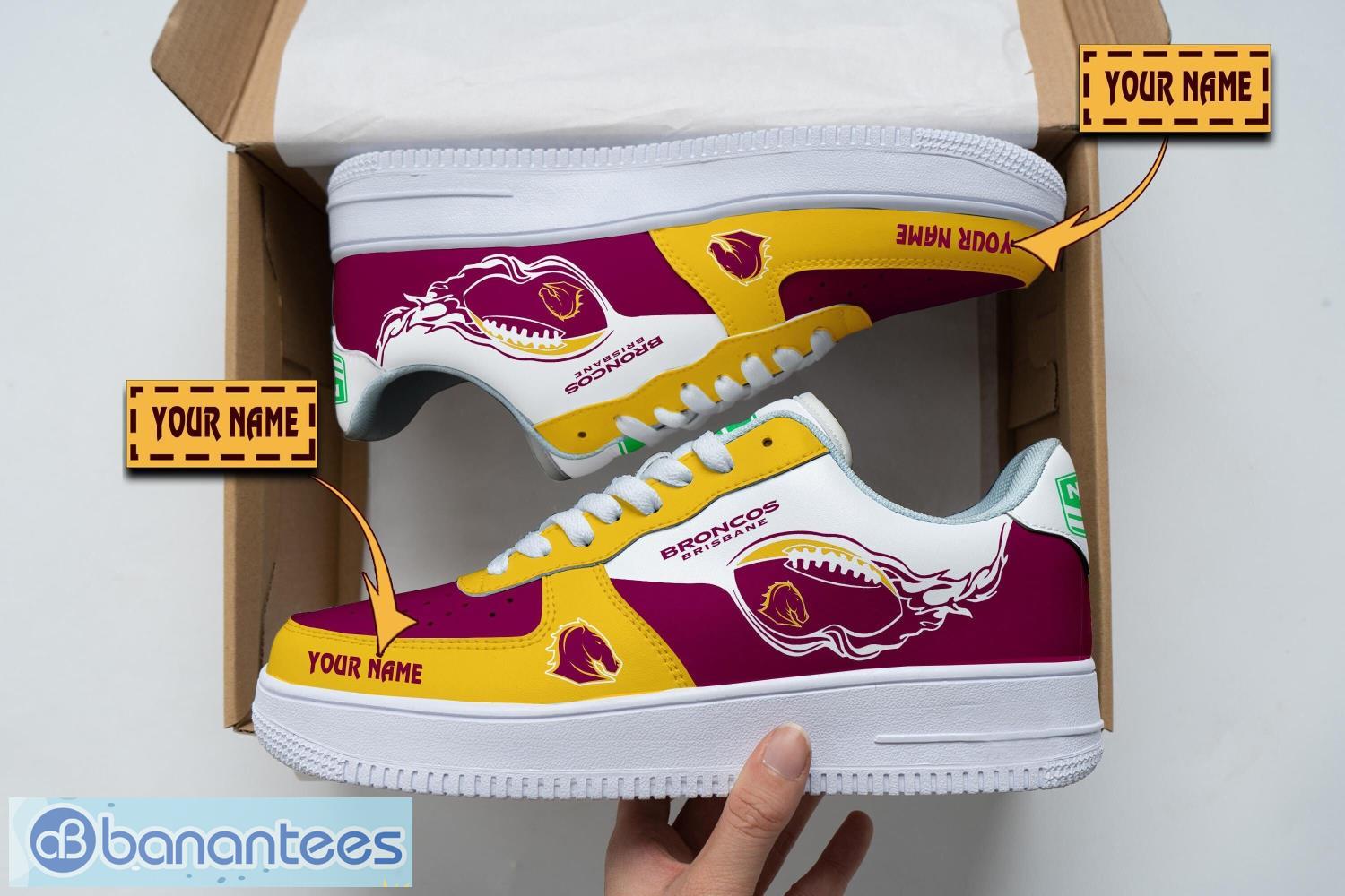brisbane broncos air force shoes custom name men women gift af1 shoes image Brisbane Broncos Air Force Shoes Custom Name Men Women Gift AF1 Shoes Product Photo 1