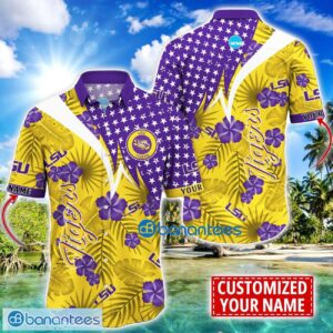 LSU TIGERS Star and Flower Pattern Tropical Hawaiian Shirt Summer Gift For Men Women Custom Name Product Photo 1