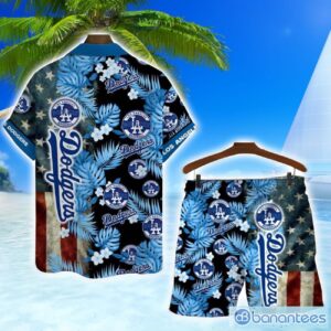 Los Angeles Dodgers MLB US Flag Summer Tropical Hawaiian Shirt And Shorts Product Photo 2