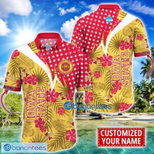 Iowa State Cyclones Star and Flower Pattern Tropical Hawaiian Shirt Summer Gift For Men Women Custom Name Product Photo 1