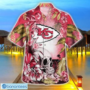 Kansas City Chiefs Tropical Floral Skull 3D Hawaiian Shirt Beach Shirt Halloween Gift Product Photo 3