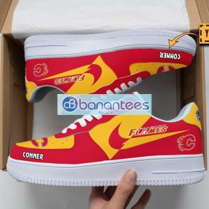 Calgary Flames Air Force Shoes Custom Name Gift For Fans AF1 Sneakers Product Photo 1