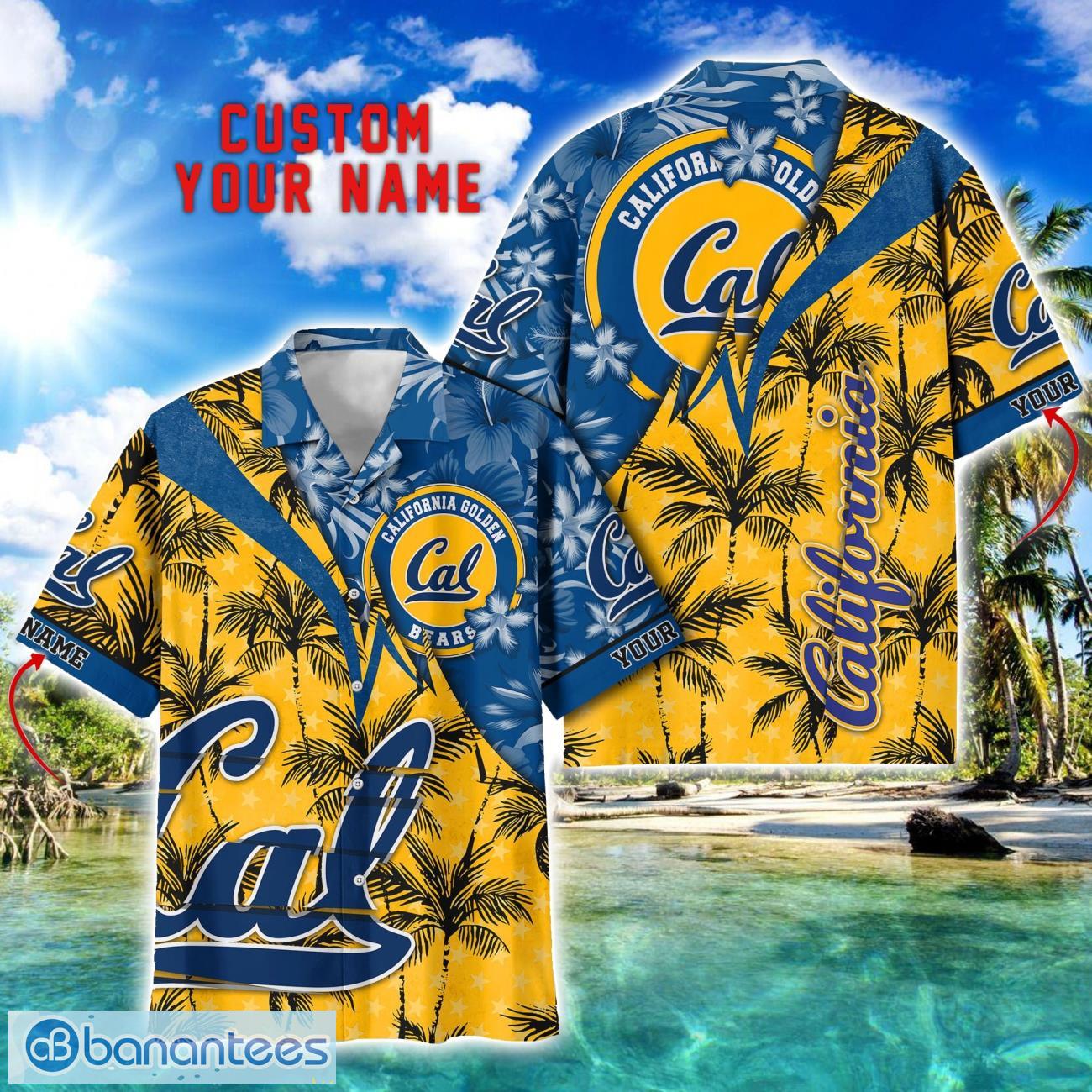 california golden bears hawaii shirt vintage coconut pattern tropical hawaiian football beach shirts custom name image California Golden Bears Hawaii Shirt Vintage coconut Pattern Tropical Hawaiian Football Beach Shirts Custom Name Product Photo 1