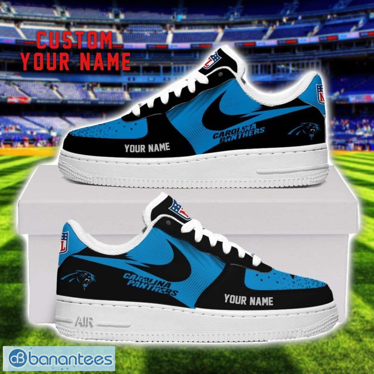 carolina panthers custom name air force shoes sneakers for men women gift image Carolina Panthers Custom Name Air Force Shoes Sneakers For Men Women Gift Product Photo 1