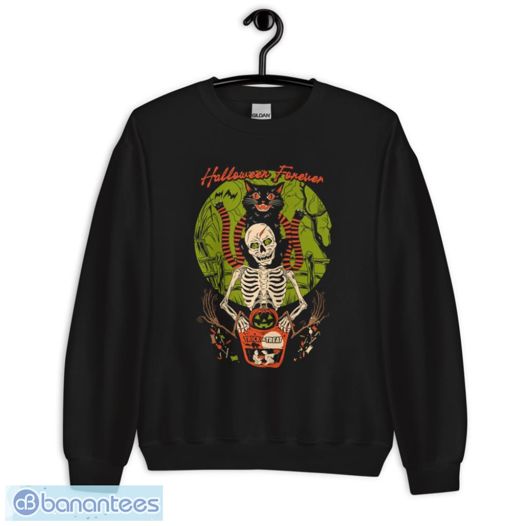 cat and skeleton halloween forever t shirt image Cat And Skeleton Halloween Forever T Shirt Product Photo 1