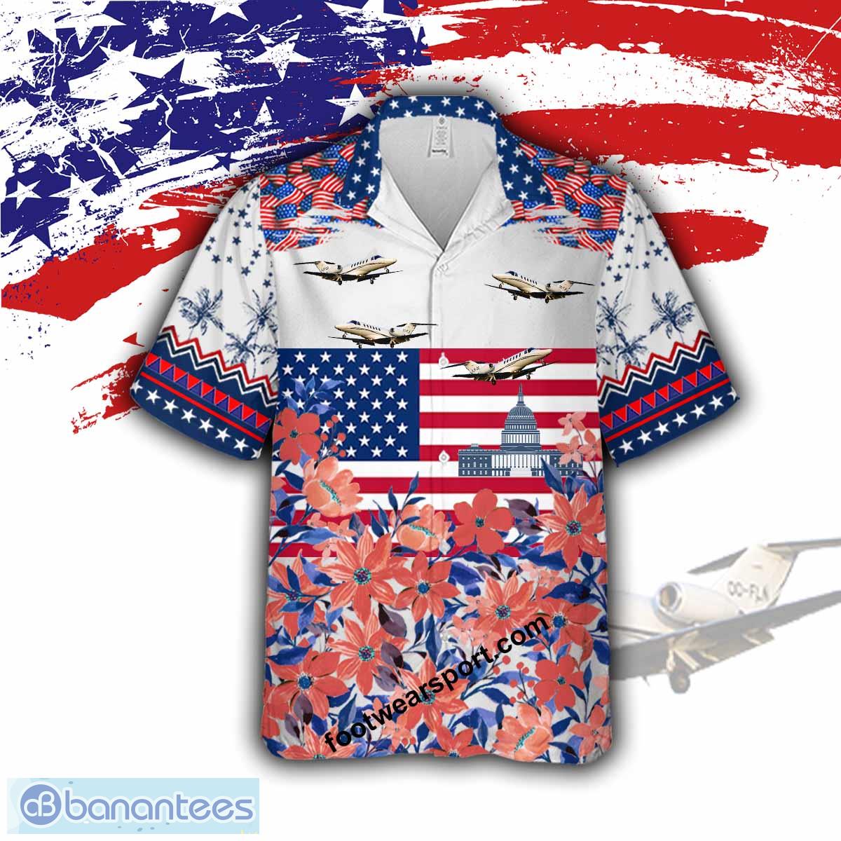Cessna Citation Jet Liberty, US Capitol 3D Hawaiian Shirt Aircraft For Independence Day - Cessna Citation Jet Aircraft Veteran Hawaiian Shirt Photo 1