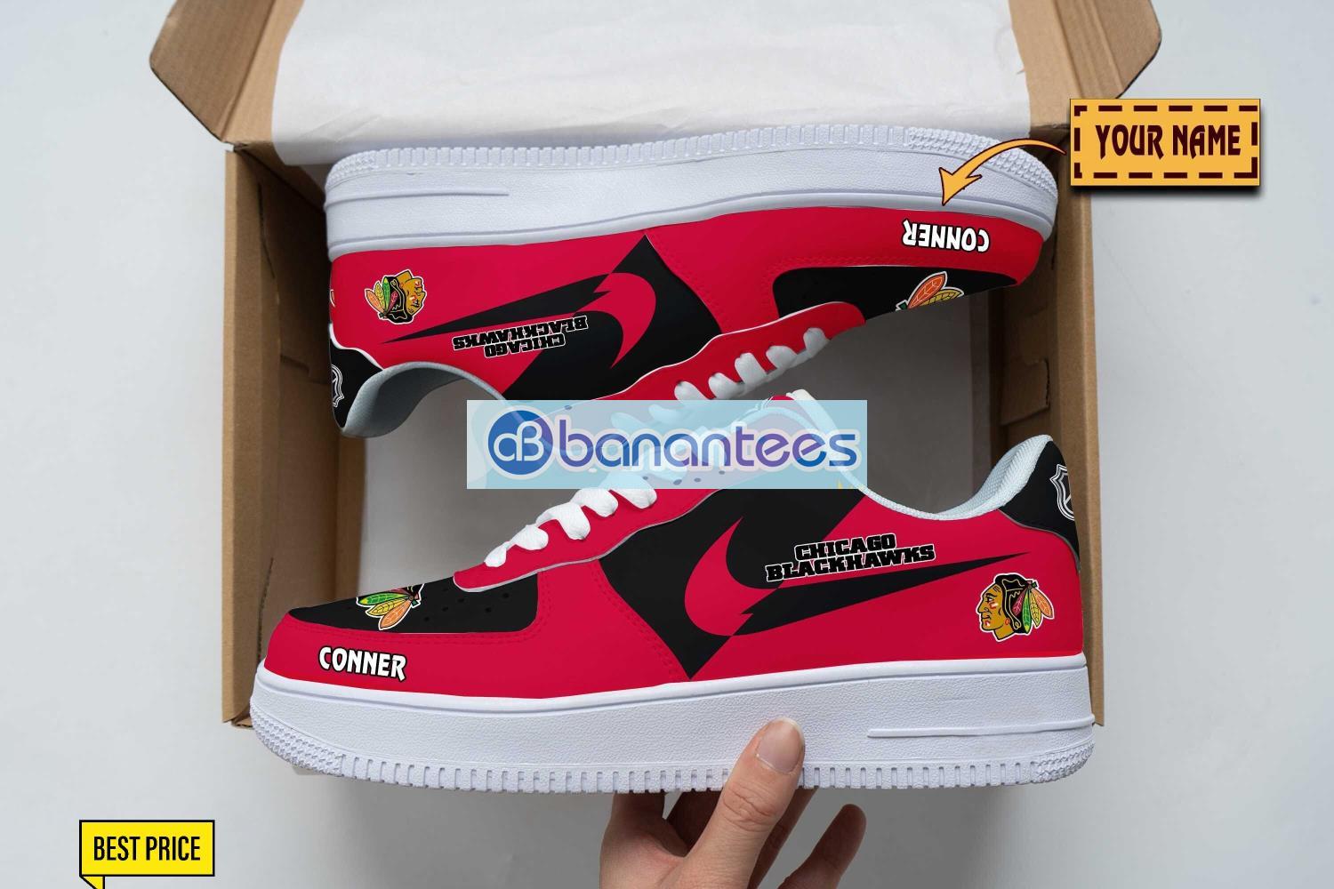 chicago blackhawks air force shoes custom name gift for fans af1 sneakers image Chicago Blackhawks Air Force Shoes Custom Name Gift For Fans AF1 Sneakers Product Photo 1