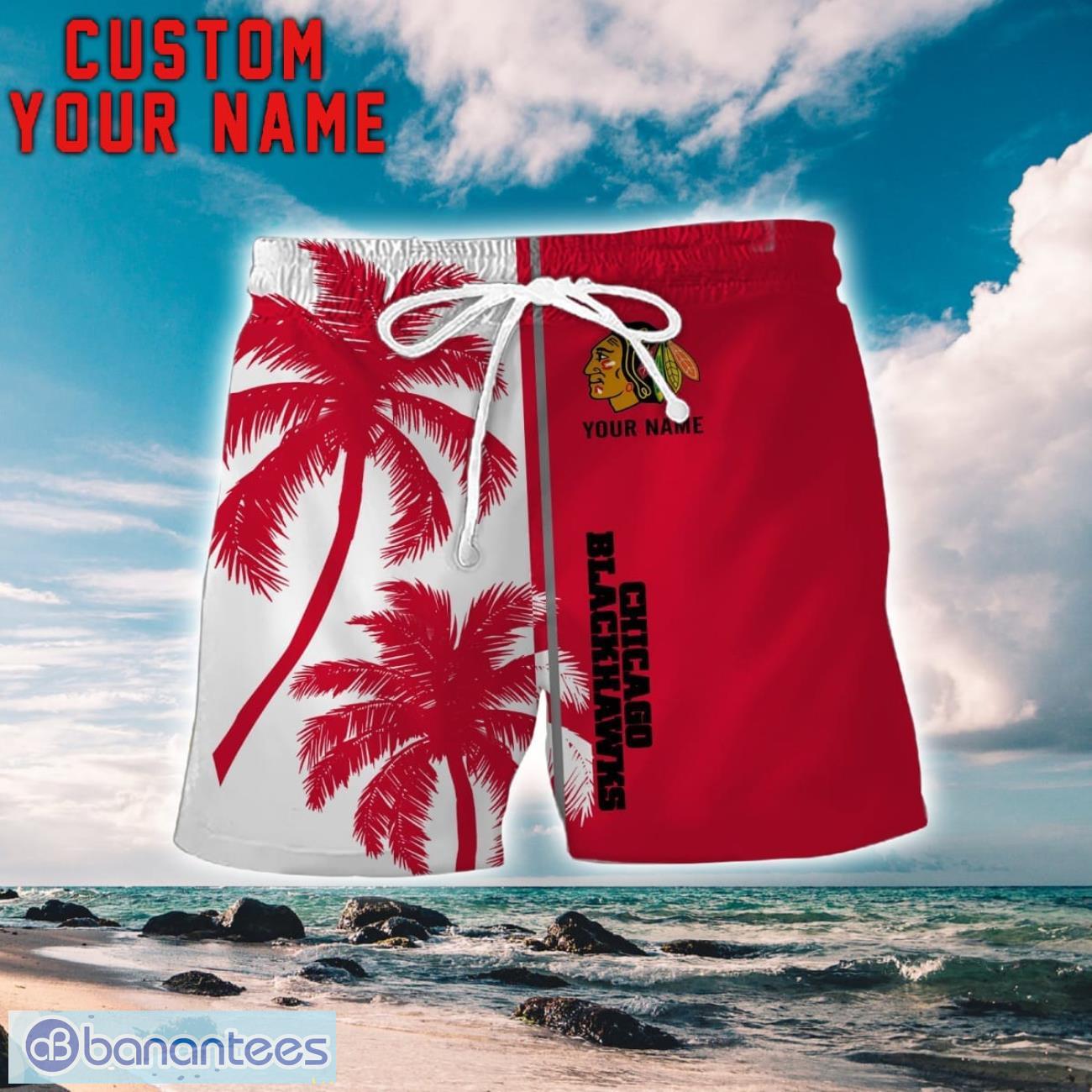 chicago blackhawks coconut pattern hawaiian shirt and shorts personalized name unique gift for summer 1 image Chicago Blackhawks Coconut Pattern Hawaiian Shirt And Shorts Personalized Name Unique Gift For Summer Product Photo 2
