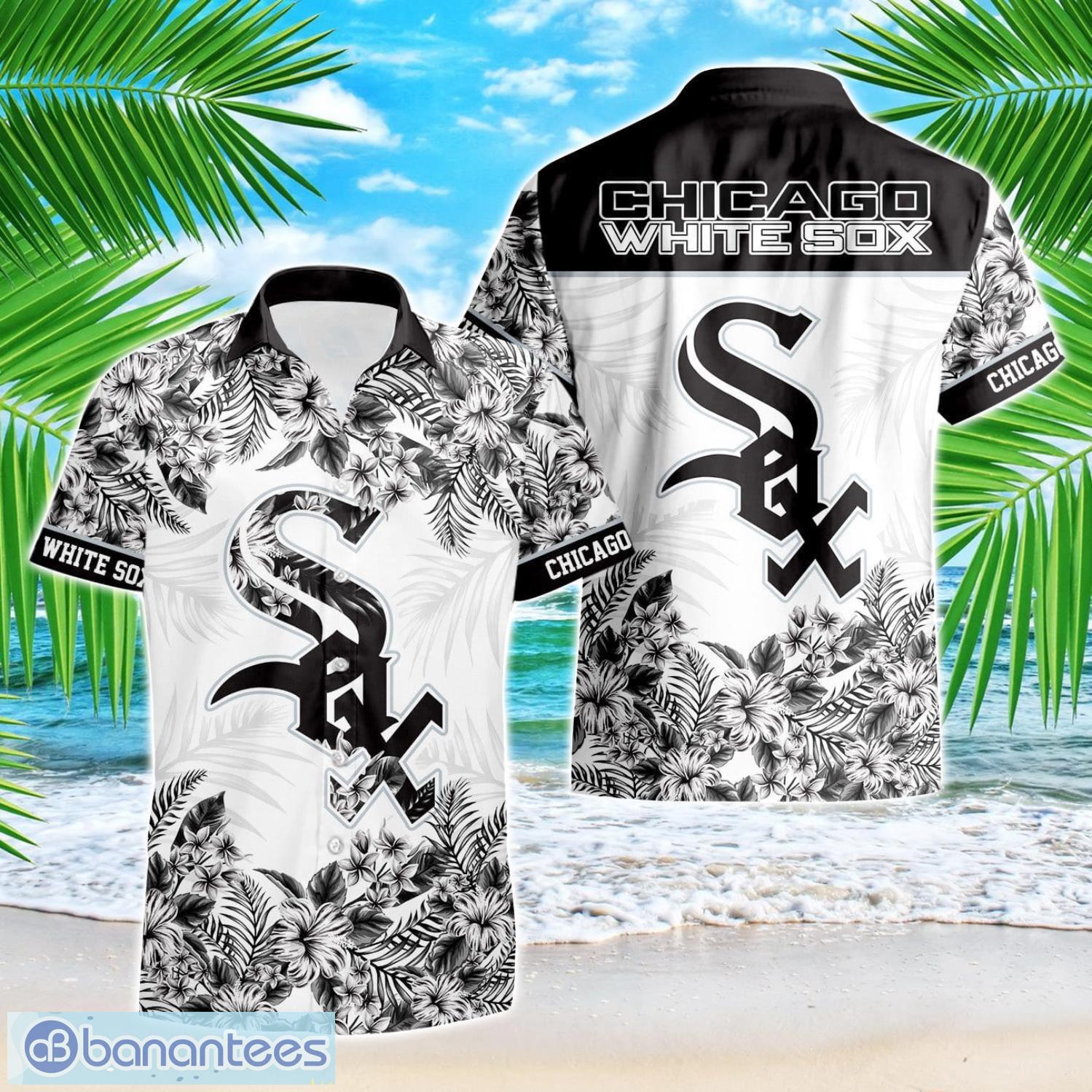 chicago white sox hibiscus plumeria flower 3d printed hawaiian shirt image Chicago White Sox Hibiscus Plumeria Flower 3D Printed Hawaiian Shirt Product Photo 1