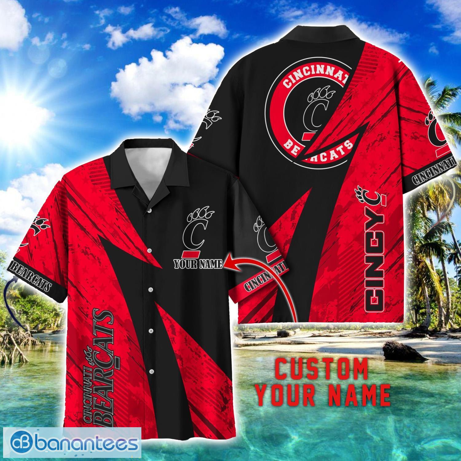 cincinnati bearcats aop hawaiian shirt beach summer shirt personalized name for fans image Cincinnati Bearcats AOP Hawaiian Shirt Beach Summer Shirt Personalized Name For fans Product Photo 1