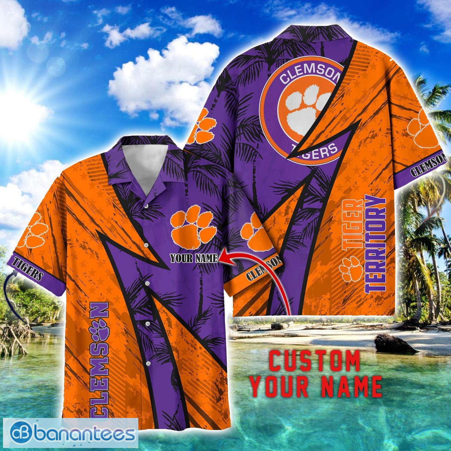 clemson tigers aop hawaiian shirt beach summer shirt personalized name for fans image Clemson Tigers AOP Hawaiian Shirt Beach Summer Shirt Personalized Name For fans Product Photo 1
