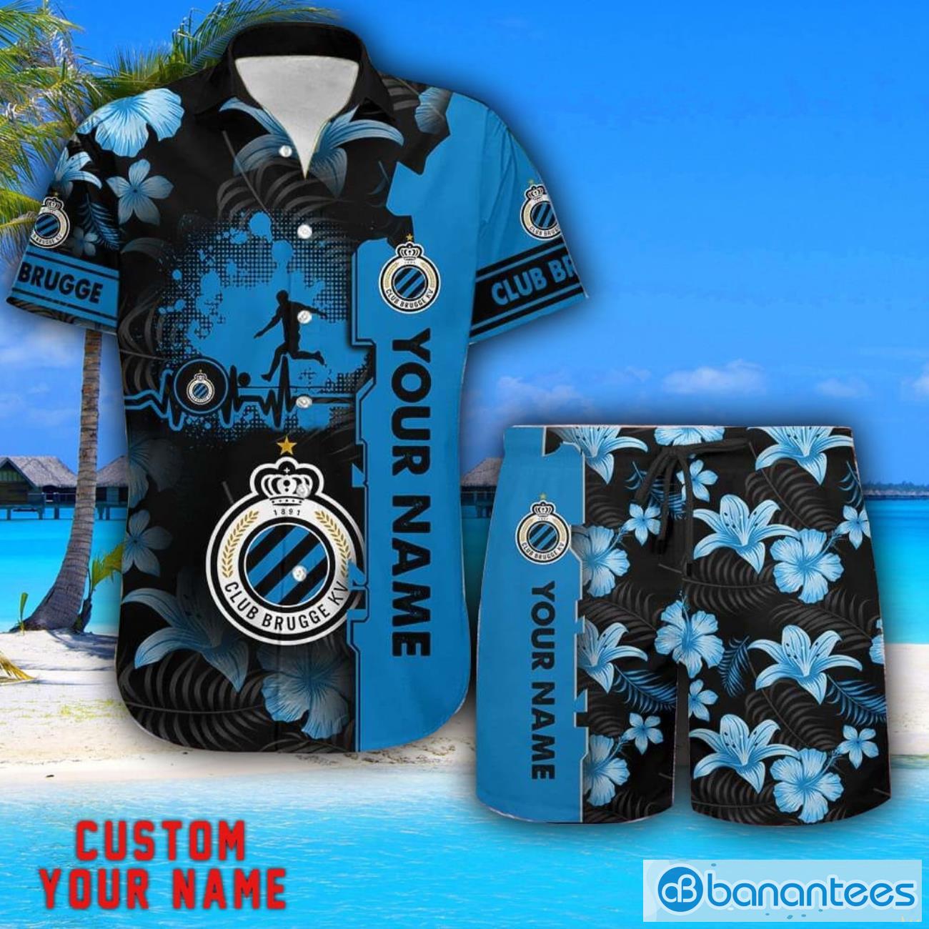 club brugge tropical combo hawaiian shirt and shorts personalized name for fans image Club Brugge Tropical Combo Hawaiian Shirt And Shorts Personalized Name For Fans Product Photo 1