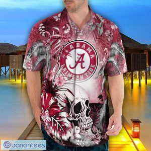 Alabama Crimson Tide Tropical Floral Skull 3D Hawaiian Shirt Beach Shirt Halloween Gift Product Photo 4