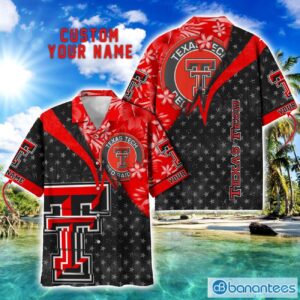 Texas Tech Red Raiders Hawaii Shirt Vintage coconut Pattern Tropical Hawaiian Football Beach Shirts Custom Name Product Photo 1