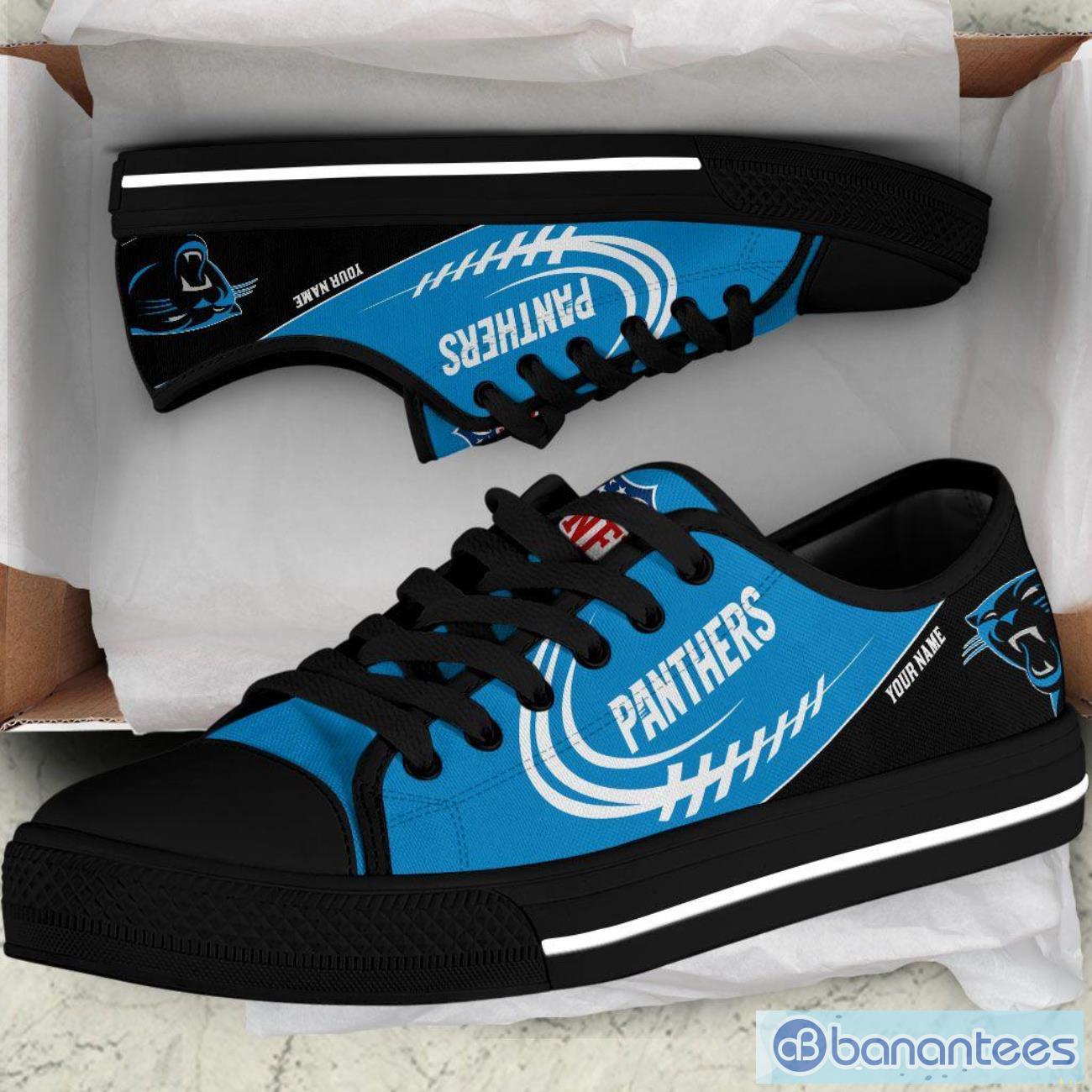 custom name carolina panthers low top shoes for fans sport 1 image Custom Name Carolina Panthers Low Top Shoes For Fans Sport Product Photo 2