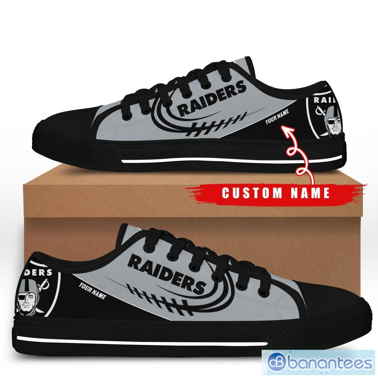 custom name las vegas raiders low top shoes for fans sport image Custom Name Las Vegas Raiders Low Top Shoes For Fans Sport Product Photo 1