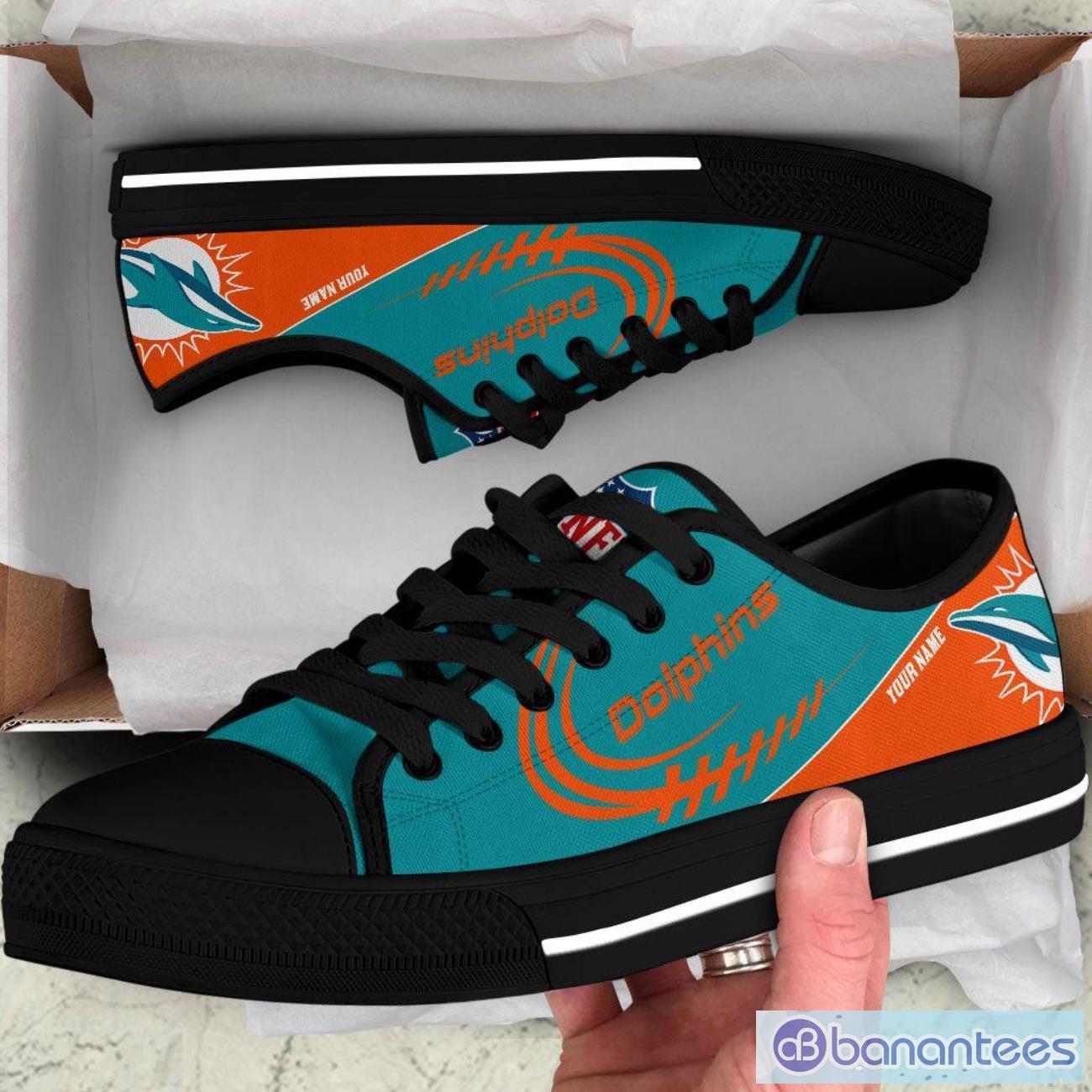 custom name miami dolphins low top shoes for fans sport 1 image Custom Name Miami Dolphins Low Top Shoes For Fans Sport Product Photo 2