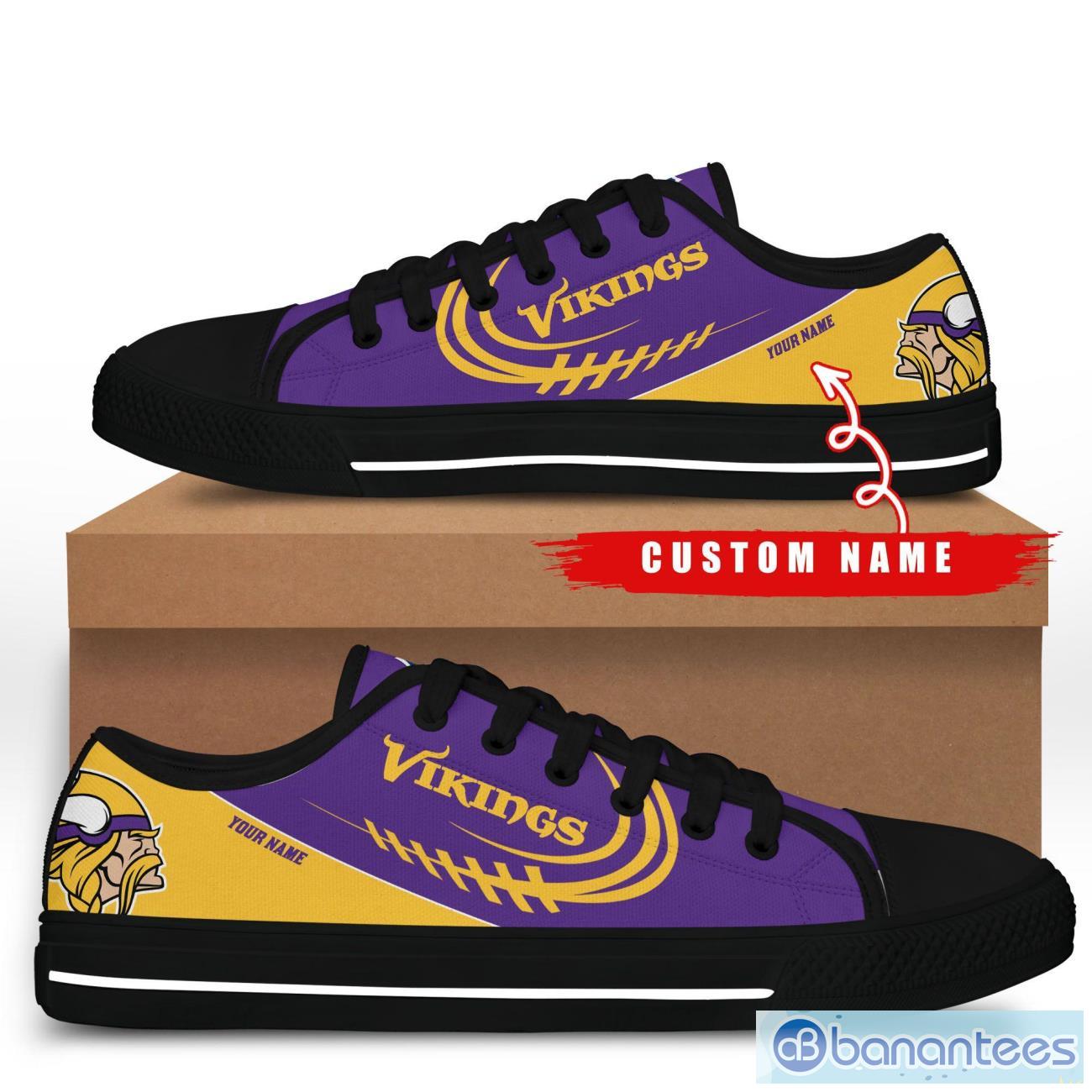 custom name minnesota vikings low top shoes for fans sport image Custom Name Minnesota Vikings Low Top Shoes For Fans Sport Product Photo 1