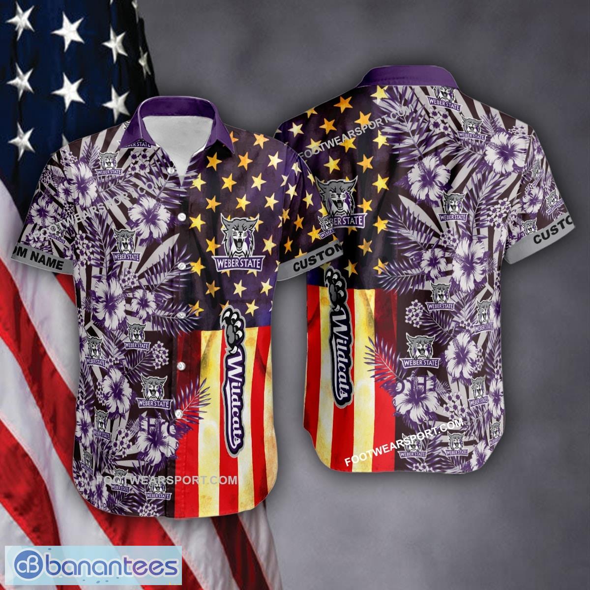 custom name ncaa2 weber state wildcats hawaiian shirt flag usa vintage flower all over print for men and women 1 image Custom Name NCAA2 Weber State Wildcats Hawaiian Shirt Flag USA Vintage Flower All Over Print For Men And Women - NCAA2 Weber State Wildcats 3D Hawaiian Shirt Flag USA Flower Style 3