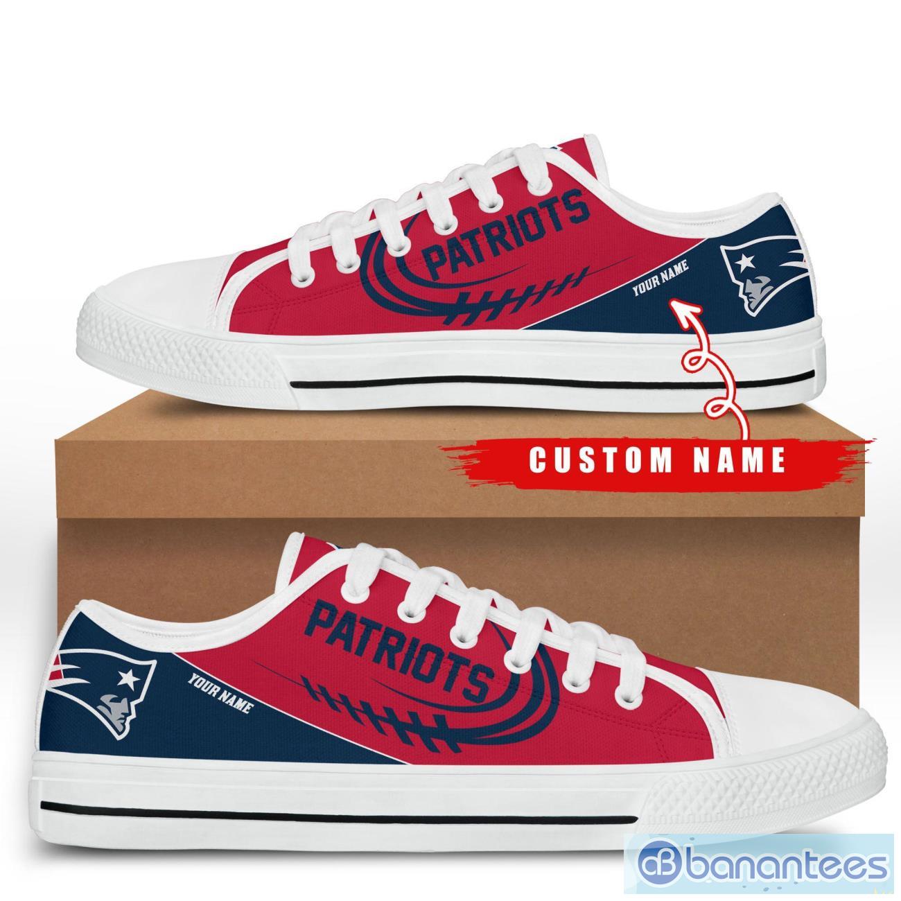 custom name new england patriots low top shoes for fans sport 2 image Custom Name New England Patriots Low Top Shoes For Fans Sport Product Photo 3