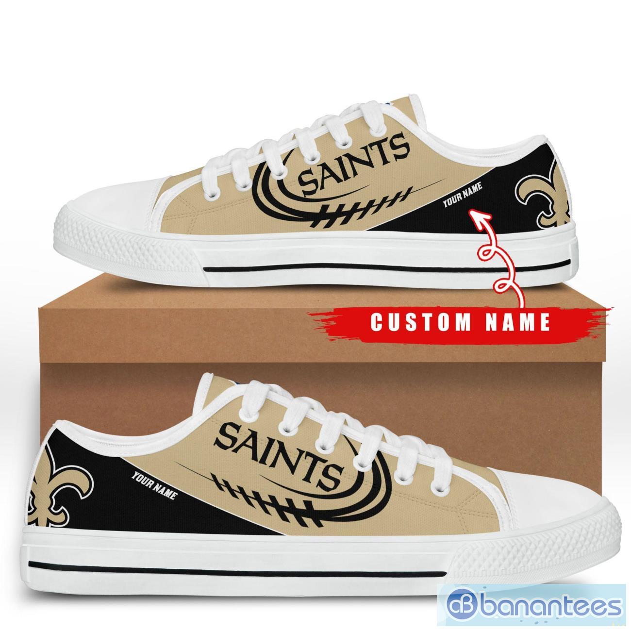 custom name new orleans saints low top shoes for fans sport image Custom Name New Orleans Saints Low Top Shoes For Fans Sport Product Photo 1