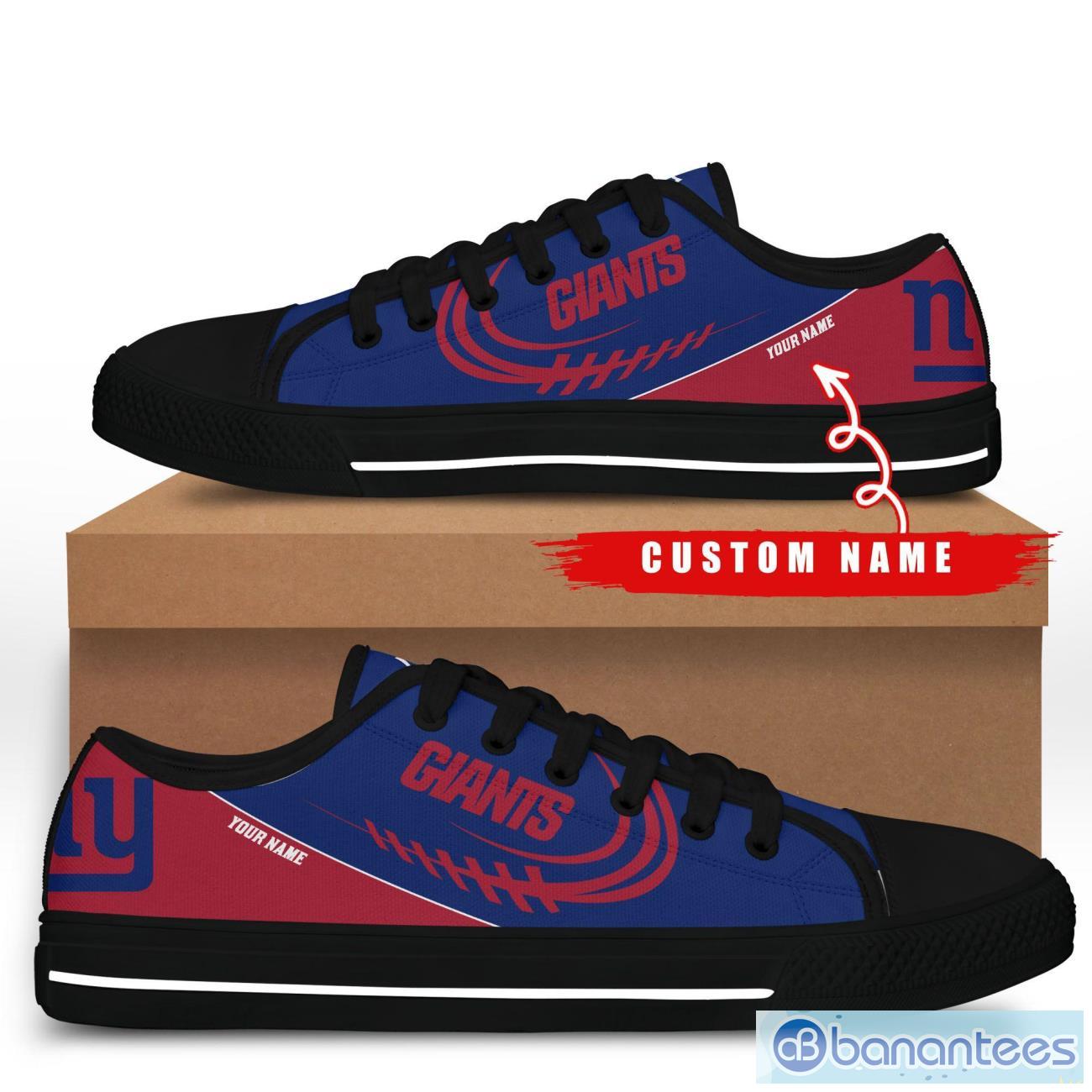 custom name new york giants low top shoes for fans sport image Custom Name New York Giants Low Top Shoes For Fans Sport Product Photo 1