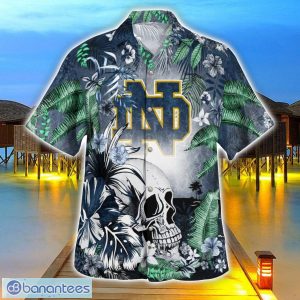 Notre Dame Fighting Irish Tropical Floral Skull 3D Hawaiian Shirt Beach Shirt Halloween Gift Product Photo 3