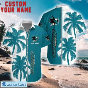 San Jose Sharks Coconut Pattern Hawaiian Shirt And Shorts Personalized Name Unique Gift For Summer Product Photo 1