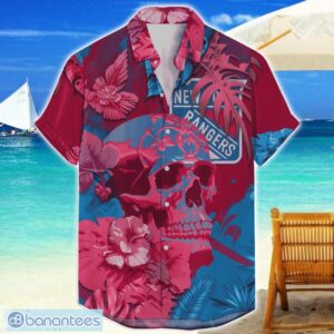 New York Rangers Skull Flower Hawaiian Shirt NHL Halloween Gift For Sports Fans Product Photo 1