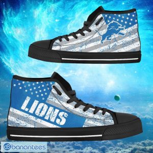 Detroit Lions Custom America Flag Italic Vintage Style High Top Shoes Product Photo 1