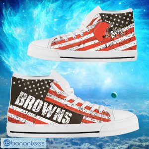 Cleveland Browns Custom America Flag Italic Vintage Style High Top Shoes Product Photo 2