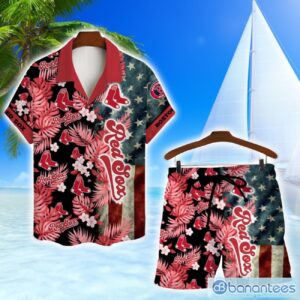 Boston Red Sox MLB US Flag Summer Tropical Hawaiian Shirt And Shorts Product Photo 1