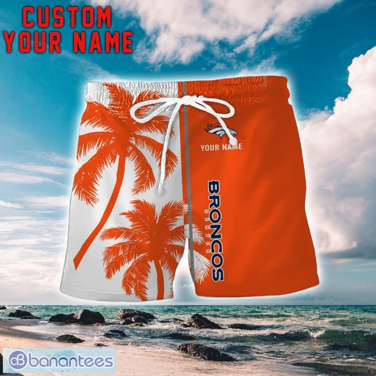 denver broncos coconut pattern hawaiian shirt and shorts personalized name unique gift for summer 1 image Denver Broncos Coconut Pattern Hawaiian Shirt And Shorts Personalized Name Unique Gift For Summer Product Photo 2