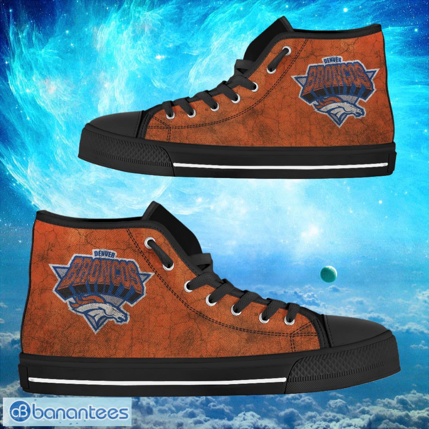 denver broncos custom simple logo high top shoes image Denver Broncos Custom Simple Logo High Top Shoes Product Photo 1