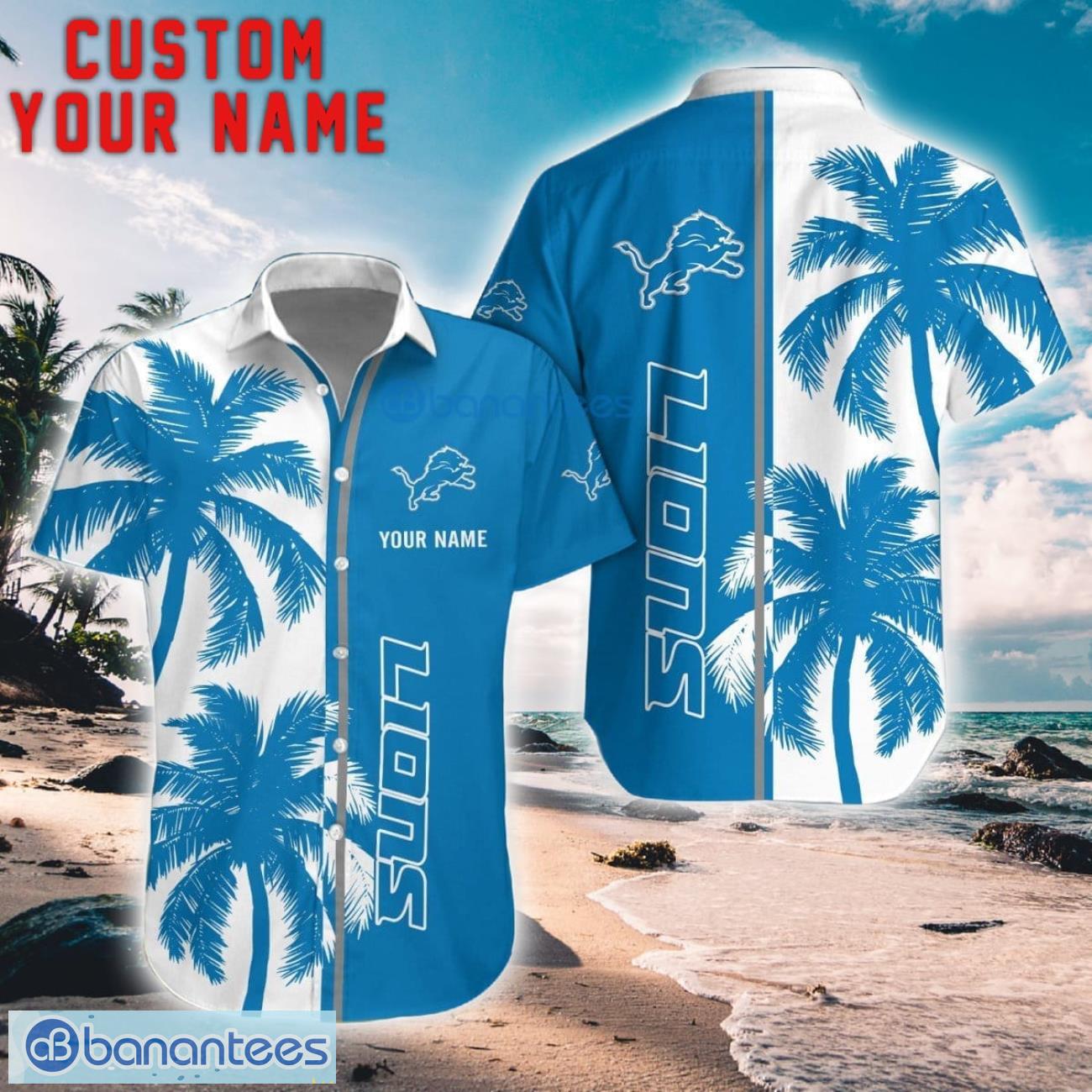 detroit lions coconut pattern hawaiian shirt and shorts personalized name unique gift for summer image Detroit Lions Coconut Pattern Hawaiian Shirt And Shorts Personalized Name Unique Gift For Summer Product Photo 1