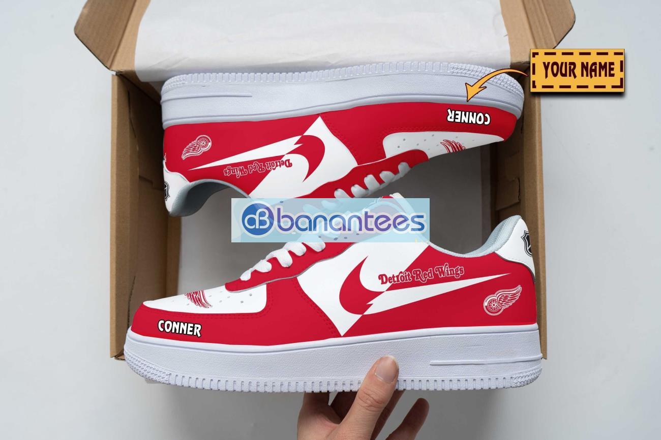 detroit red wings air force shoes custom name gift for fans af1 sneakers image Detroit Red Wings Air Force Shoes Custom Name Gift For Fans AF1 Sneakers Product Photo 1