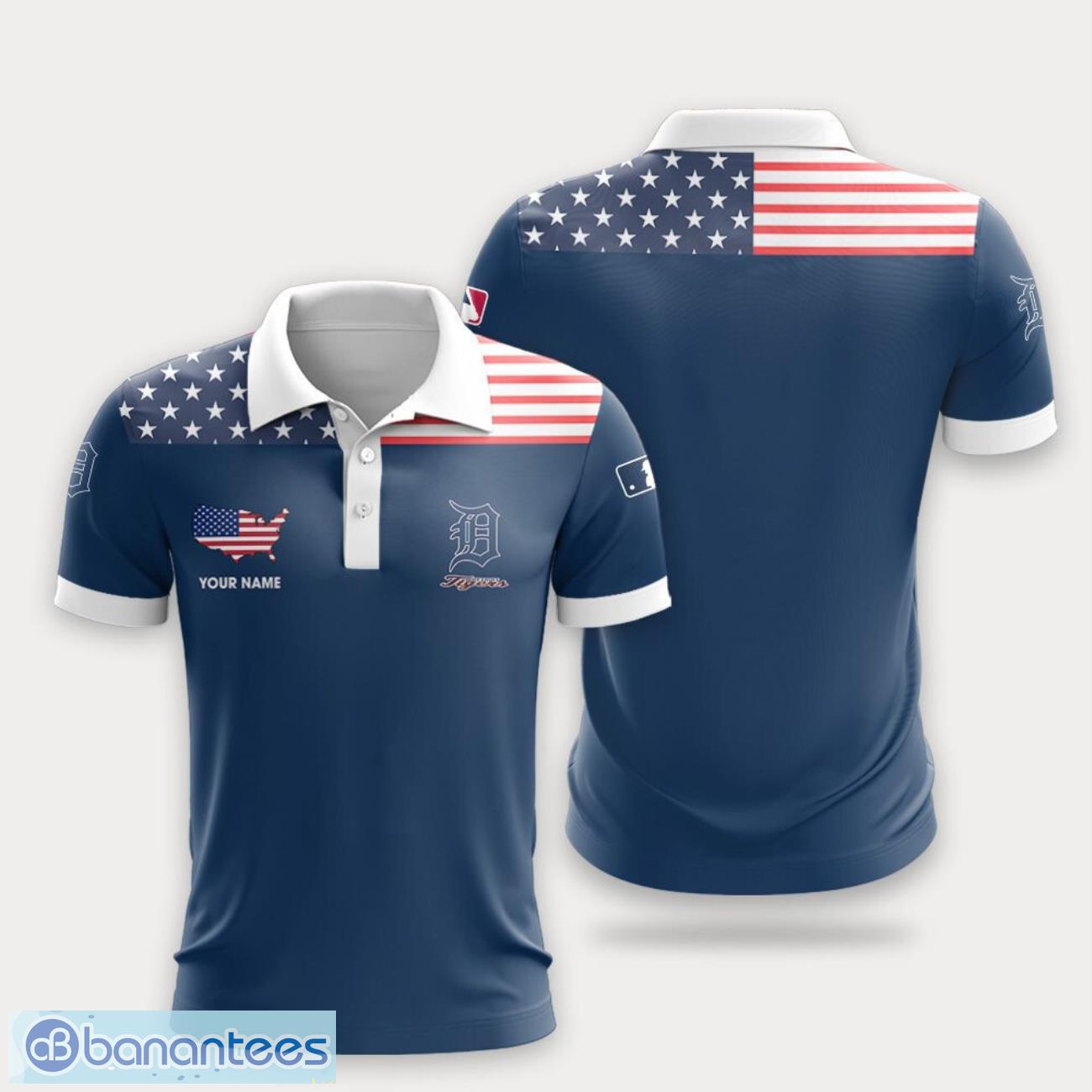 detroit tigers flag pattern and sport team logo 3d polo shirt custom name for fans image Detroit Tigers Flag Pattern And Sport Team Logo 3D Polo Shirt Custom Name For Fans Product Photo 1