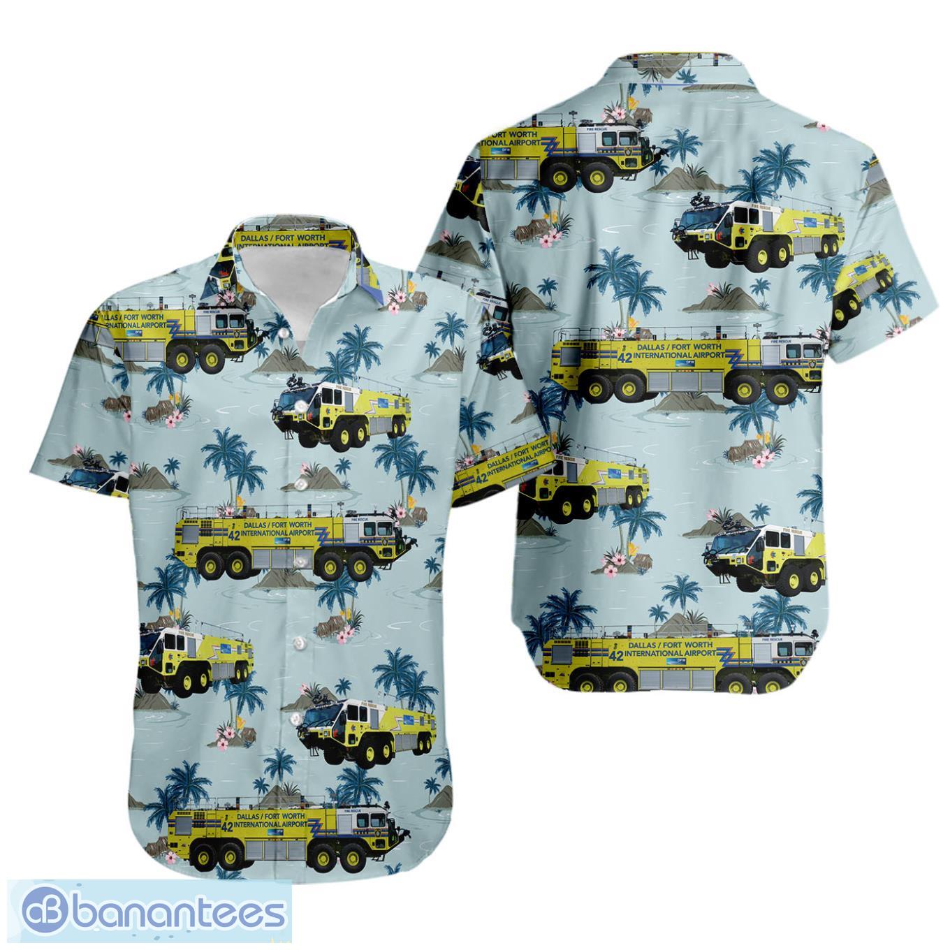 dfw airport fire department aop print hawaiian shirt image DFW Airport Fire Department AOP Print Hawaiian Shirt Product Photo 1