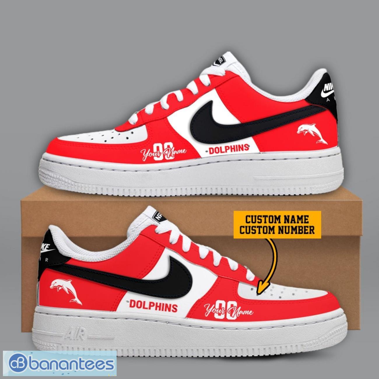 dolphins nrl custom name and number personalized air force 1 sneaker image Dolphins NRL Custom Name And Number Personalized Air Force 1 Sneaker Product Photo 1