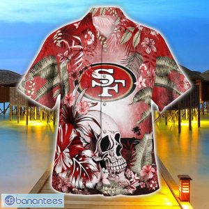 San Francisco 49ers Tropical Floral Skull 3D Hawaiian Shirt Beach Shirt Halloween Gift Product Photo 3
