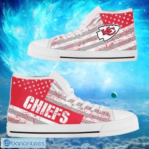 Kansas City Chiefs Custom America Flag Italic Vintage Style High Top Shoes Product Photo 2