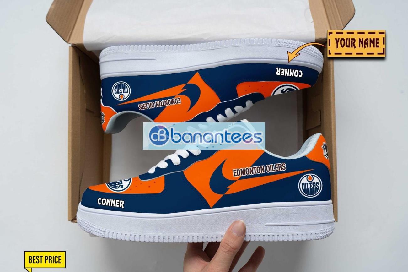 edmonton oilers air force shoes custom name gift for fans af1 sneakers image Edmonton Oilers Air Force Shoes Custom Name Gift For Fans AF1 Sneakers Product Photo 1