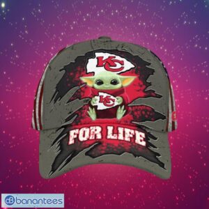 NFL Kansas City Chiefs Logo Design Baby Yoda For Life Gifts For Fans Full Over Print Cap Product Photo 1