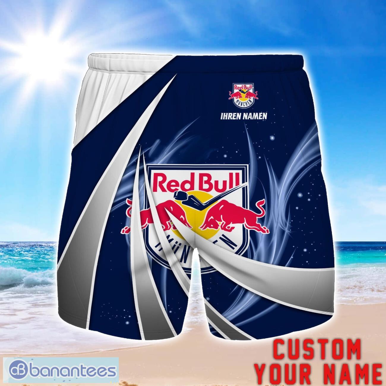 ehc red bull munchen personalized name 3d beach short summer gift ideas image EHC Red Bull Munchen Personalized Name 3D Beach Short Summer Gift Ideas Product Photo 1