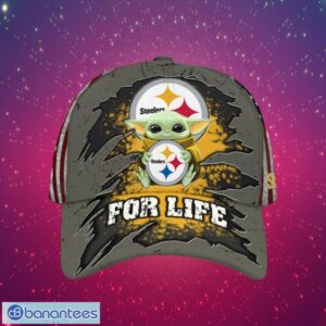 NFL Pittsburgh Steelers Logo Design Baby Yoda For Life Gifts For Fans Full Over Print Cap Product Photo 1