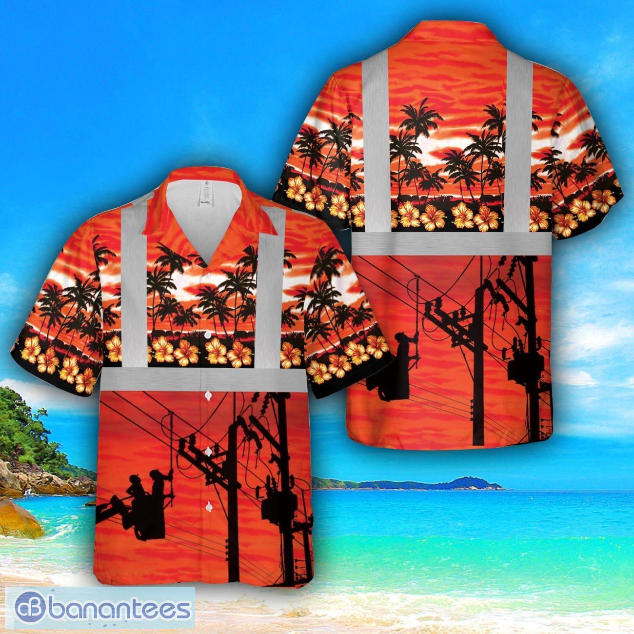 electrician sunset hawaiian shirt image Electrician Sunset Hawaiian Shirt Product Photo 1