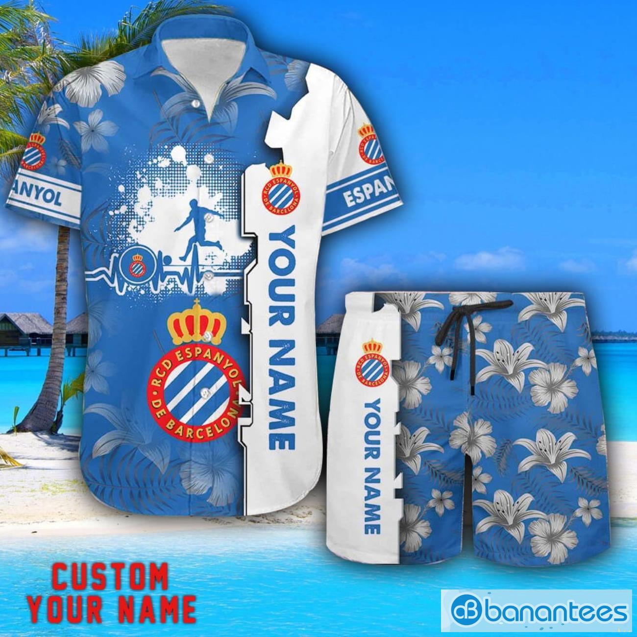 espanyol tropical combo hawaiian shirt and shorts personalized name for fans image Espanyol Tropical Combo Hawaiian Shirt And Shorts Personalized Name For Fans Product Photo 1