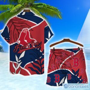 Boston Red Sox Team Logo Colorful Pattern Hawaiian Shirt And Shorts Set Product Photo 2